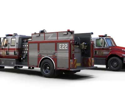 Durastar Crewcab Firetruck Low-poly 3D model