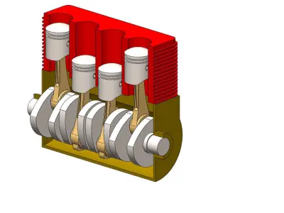 4 cylinder inline engine 3D print model