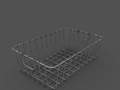 Antique Pewter Decorative Wire Basket 3D model