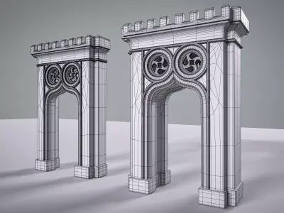 Highpoly Gothic Portal - type 7 3D model