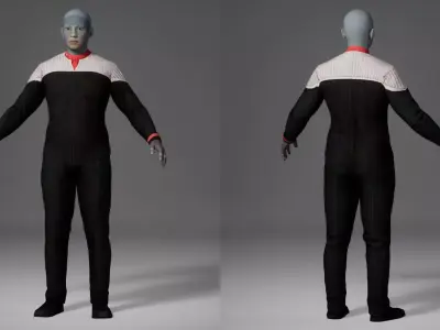 Futuristic Racing Driver Outfit - Black White Pilot Suit Low-poly 3D model