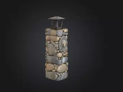 Stone Lantern Pillar Low-poly 3D model