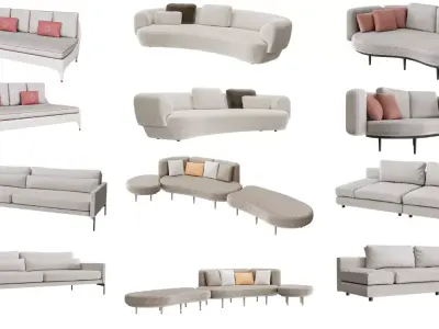 modern sofa combo Low-poly 3D model