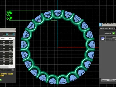 U Shaped Eternity Ring 2 point 7 mm stone size swiss 9 and EU49  3D print model
