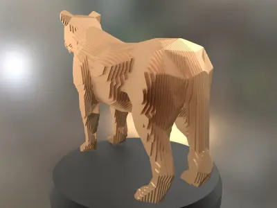 Parametric Lioness Low-poly 3D model