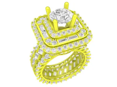 A7166 Luxury Diamond Baguette Fashion Women Ring 3D print model
