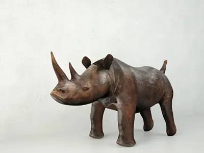 Carved Wood Rhino 3D model