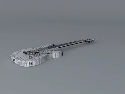 Zebra striped guitar Free 3D model