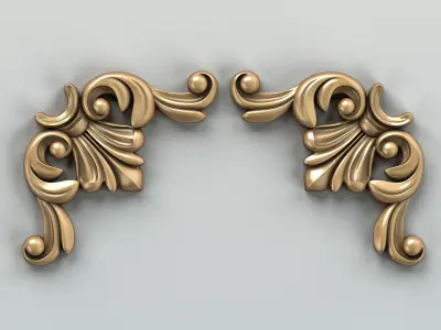 Carved decor corner 003 3D model