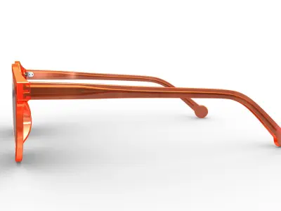 Fashion Round Glasses Transparent Red Frame 3D model