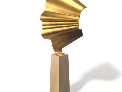 Cast Bronze Modern Silhouette Head sculpture PBR 3D model