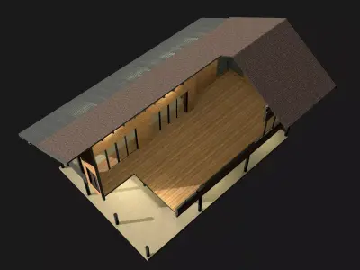 Tropical house in cutaway section 25-07 3D model