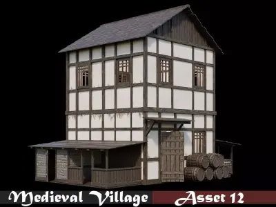 Medieval Village Asset 12 - 4K Textures Game Ready Low-poly 3D model