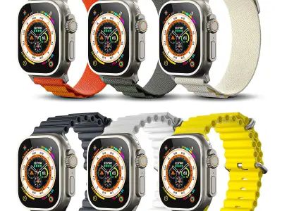 Apple Watch Ultra With Ocean Band and Alpine Loop 3D model