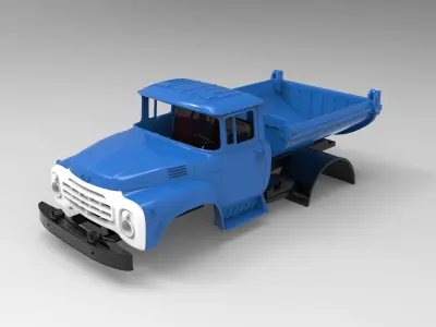 Fewer  parts Cab  TRUCK ZIL 130 STL printable bodies car 3D print model