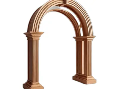 Decorative Wooden Archway Column Model Low-poly 3D model