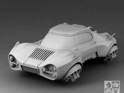 Futuristic Maneuverable car 3D print model