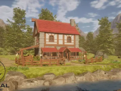 Medieval Forest Inn Unreal Engine Low-poly 3D model