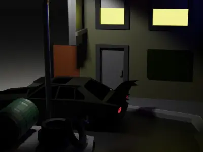 a scene in the style of the 90s Low-poly 3D model