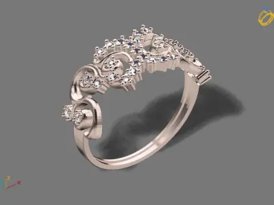 Womens Diamond Signet Ring Women Rings 3dmodels 3D print model 3D print model 49