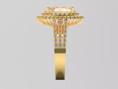 Elegant Gold Ring with oval Central Gemstone  3D print model