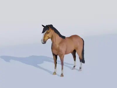 3D Model of a Brown Horse Low-poly 3D model