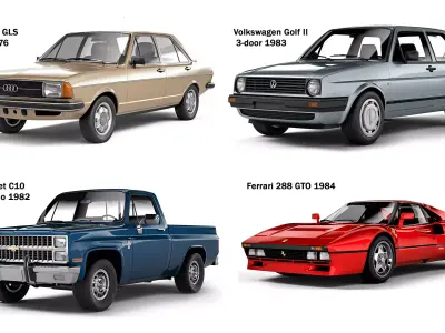 Set of retro cars 1 3D Model Pack