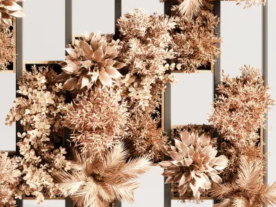 Wooden planks and vertical garden 11 3D model