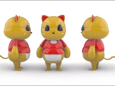 Red Catty  Cat mascot 3D model