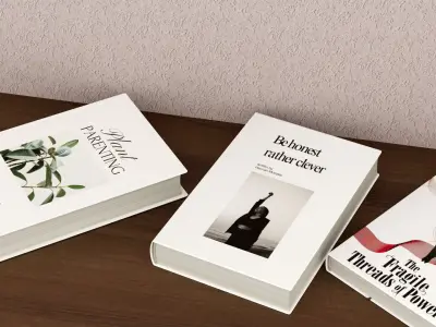 3D model of white hardcover books  3D model