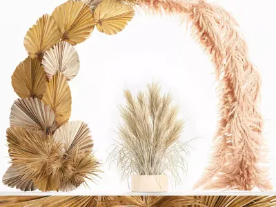 Wedding arch made of dry reeds and palm leaves for decor 1062 3D model