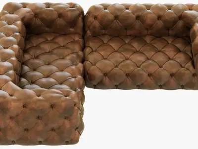 Restoration Hardware Soho Tufted Leather Corner Sectional 3D model