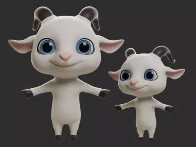 Goat  Cartoon Low-poly 3D model