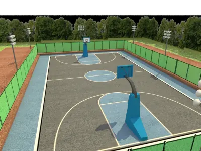 Basketball Court - Low-poly - Game Ready Low-poly 3D model