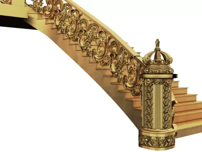 golden crown stairs 3D model