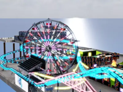 LA Beach Pacific Park Low Polly 3D Modal  Free 3D model