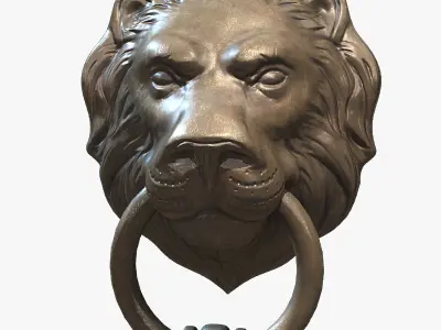 Lion Head Door Knocker Low-poly 3D model
