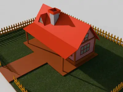 Cartoon House Low-poly 3D model