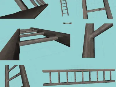 Ladder wooden Free 3D model