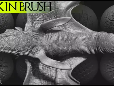 40 Creature Skin Brush- Brushes for Character and Creature 3D model