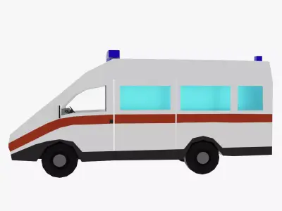 Ambulance Low-poly 3D model 3