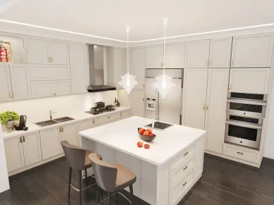 kitchen modern with cabinets and wood floors 3D model