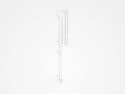 Industrial Ladder With Safety Hoops 3D model