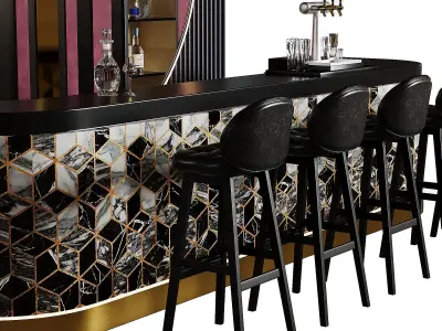 Bar Interior Low-poly 3D model