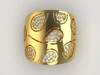 Luxury yellow gold ring with diamond model jr00120 3D print model