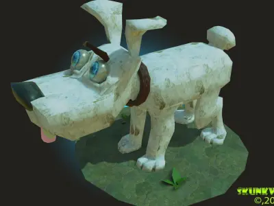 LowPoly Cartoony Dog Rigged Low-poly 3D model