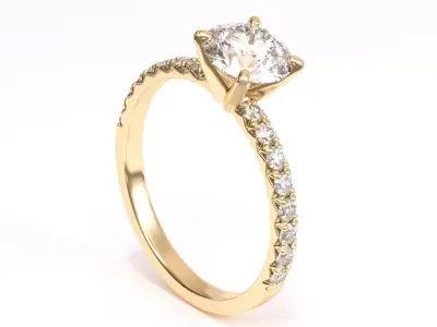 PETITE PAVE ENGAGEMENT RING FLUSH FIT mono 3D print model