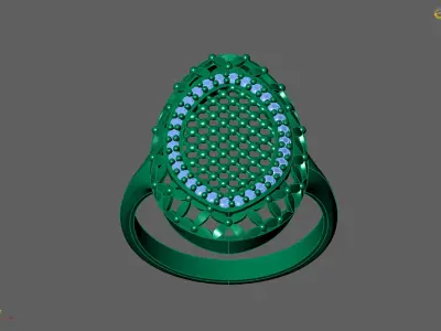 Women Ring With Stone Diamond Ready STL 3DM Models Womens Rings 3D print model 5
