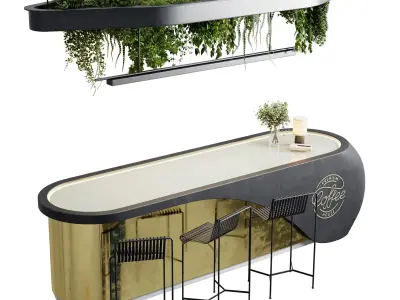 Reception Desk for Restaurant and Caffe set 06 Low-poly 3D model