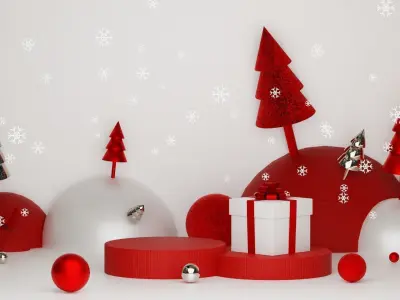 Holiday Advertising Product Podium 3D Model Collection